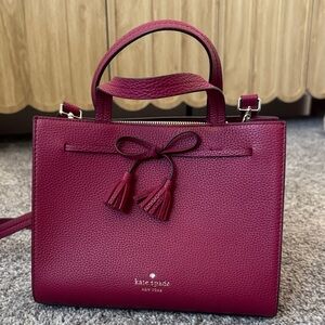 Kate Spade Maroon Satchel with Tassel